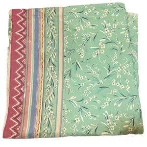 Floral and Striped Green Flat Sheet Fabric